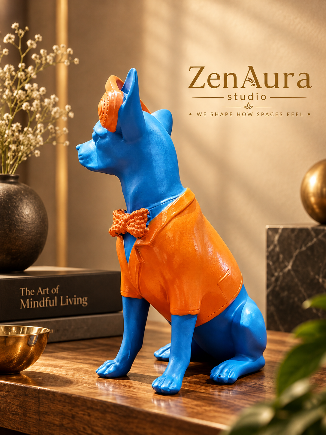Groove Pup Headphone Dog Sculpture